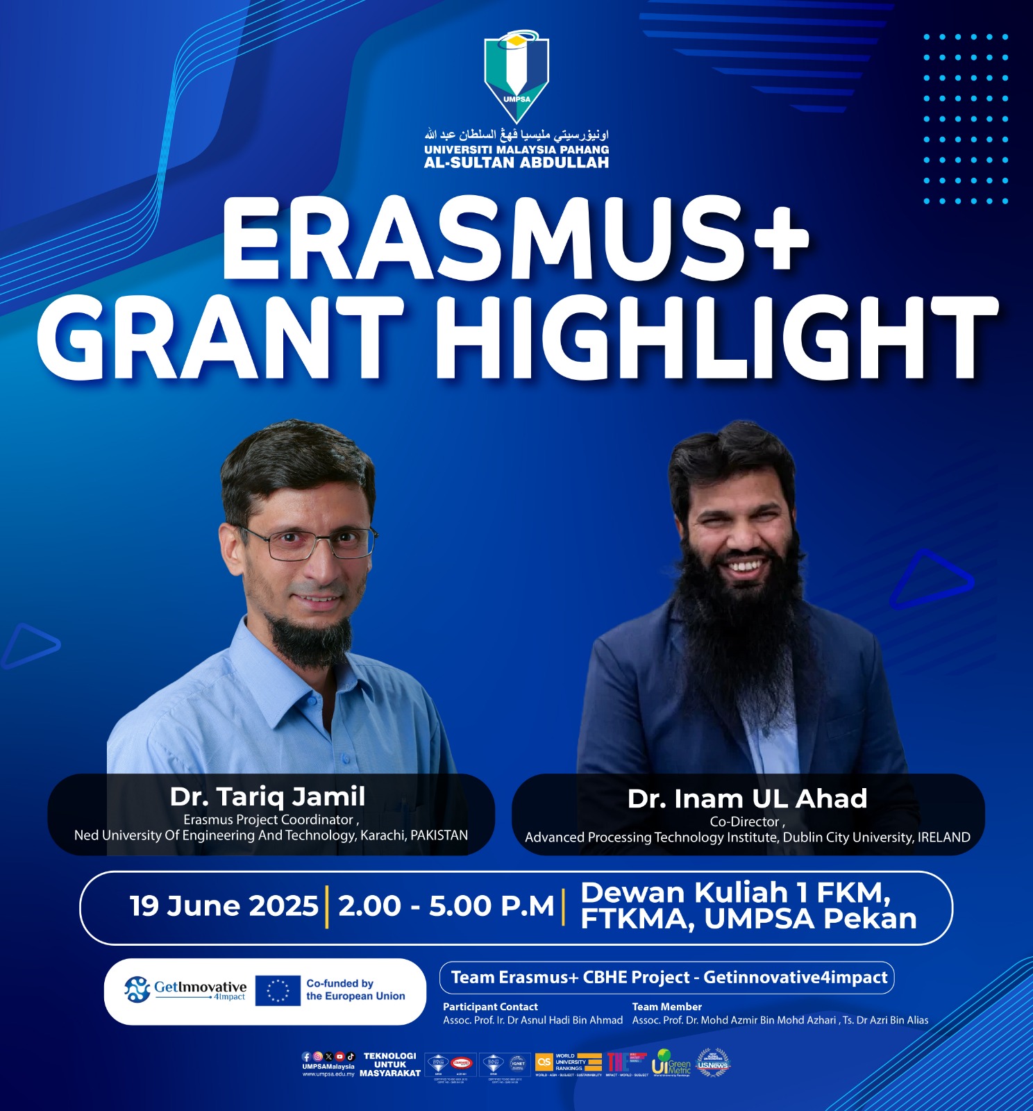 SESI PERKONGSIAN BERKAITAN PERMOHONAN GERAN DI BAWAH ERASMUS+ ANJURAN FAKULTI TEKNOLOGI KEJURUTERAAN MEKANIKAL DAN AUTOMOTIF (FTKMA)