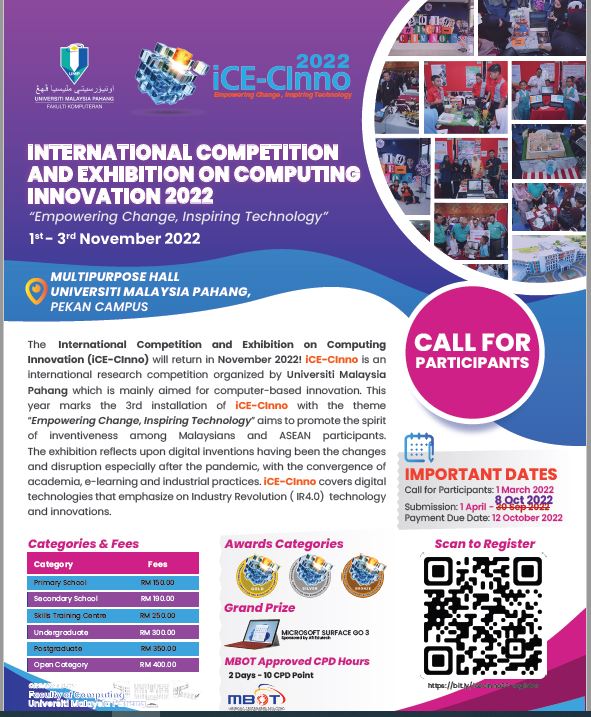 International Competition And Exhibition On Computing Innovation 2022, ICE-CINNO 2022