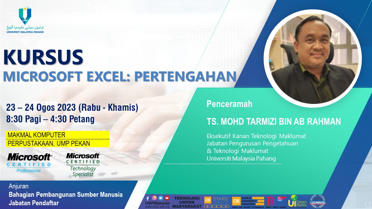 KURSUS MICROSOFT EXCEL : PERTENGAHAN 