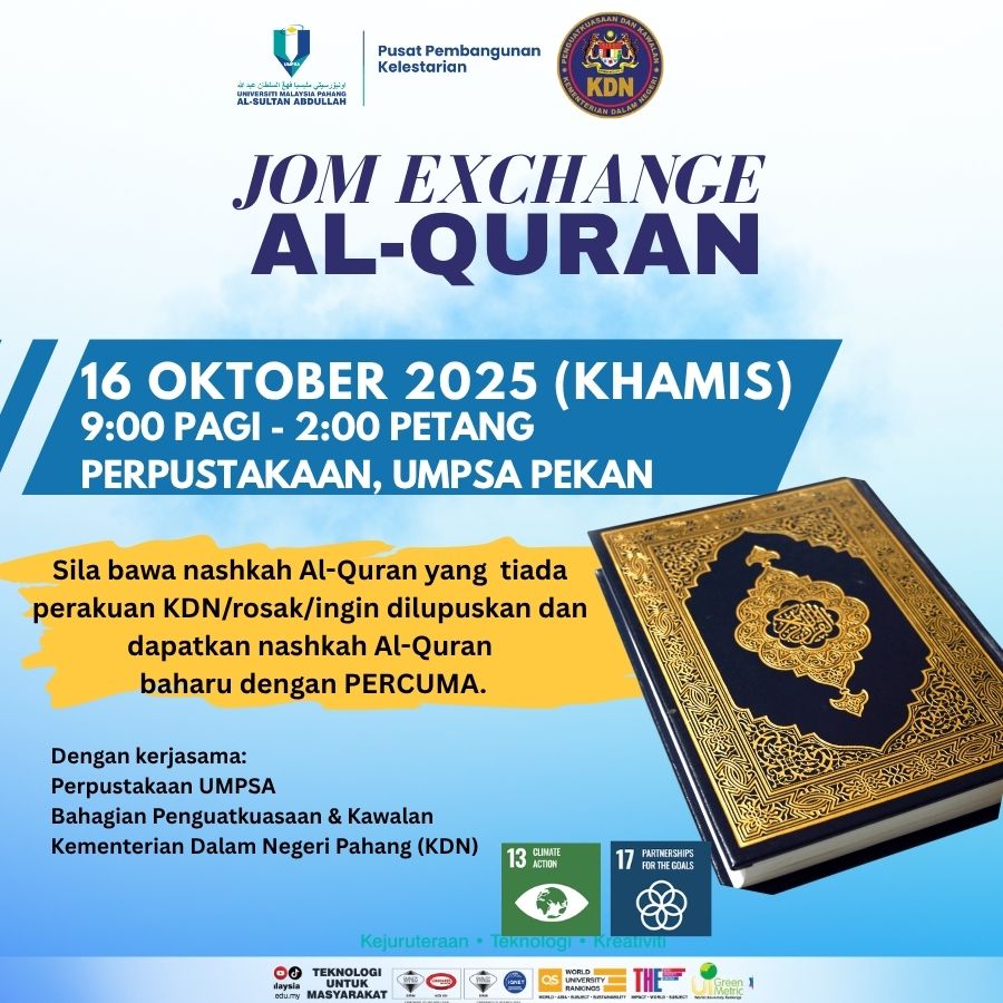  PROGRAM JOM EXCHANGE QURAN (JEQ) DI PERPUSTAKAAN, UMPSA PEKAN