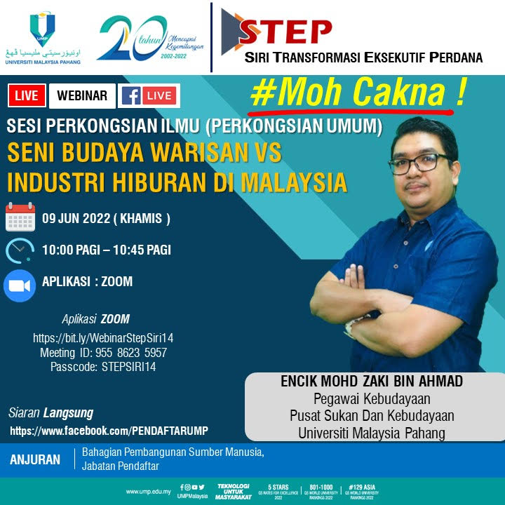 Bersama ENCIK MOHD ZAKI BIN AHMAD , Pegawai Kebudayaan , Pusat Sukan Dan Kebudayaan Universiti Malaysia Pahang