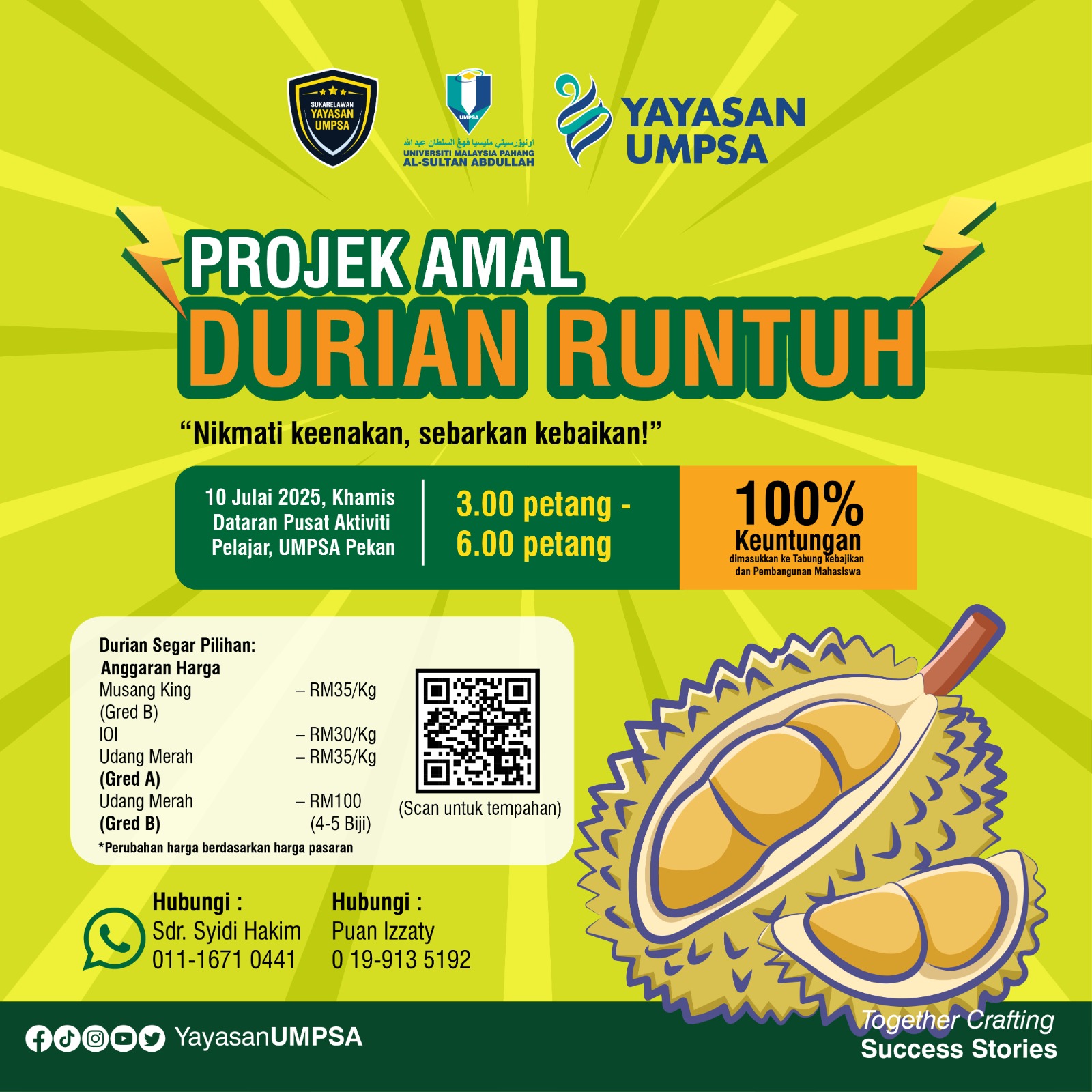 PROJEK AMAL “DURIAN RUNTUH” – BERSAMA MEMBANTU KEBAJIKAN DAN PEMBANGUNAN MAHASISWA