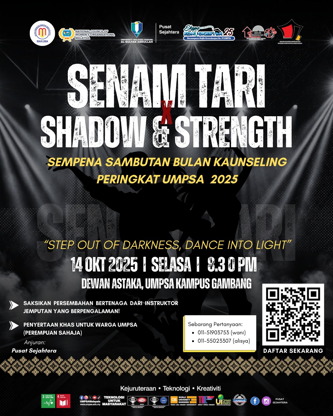 PROGRAM SENAM TARI: "SHADOW & STRENGTH" SEMPENA SAMBUTAN BULAN KAUNSELING 2025