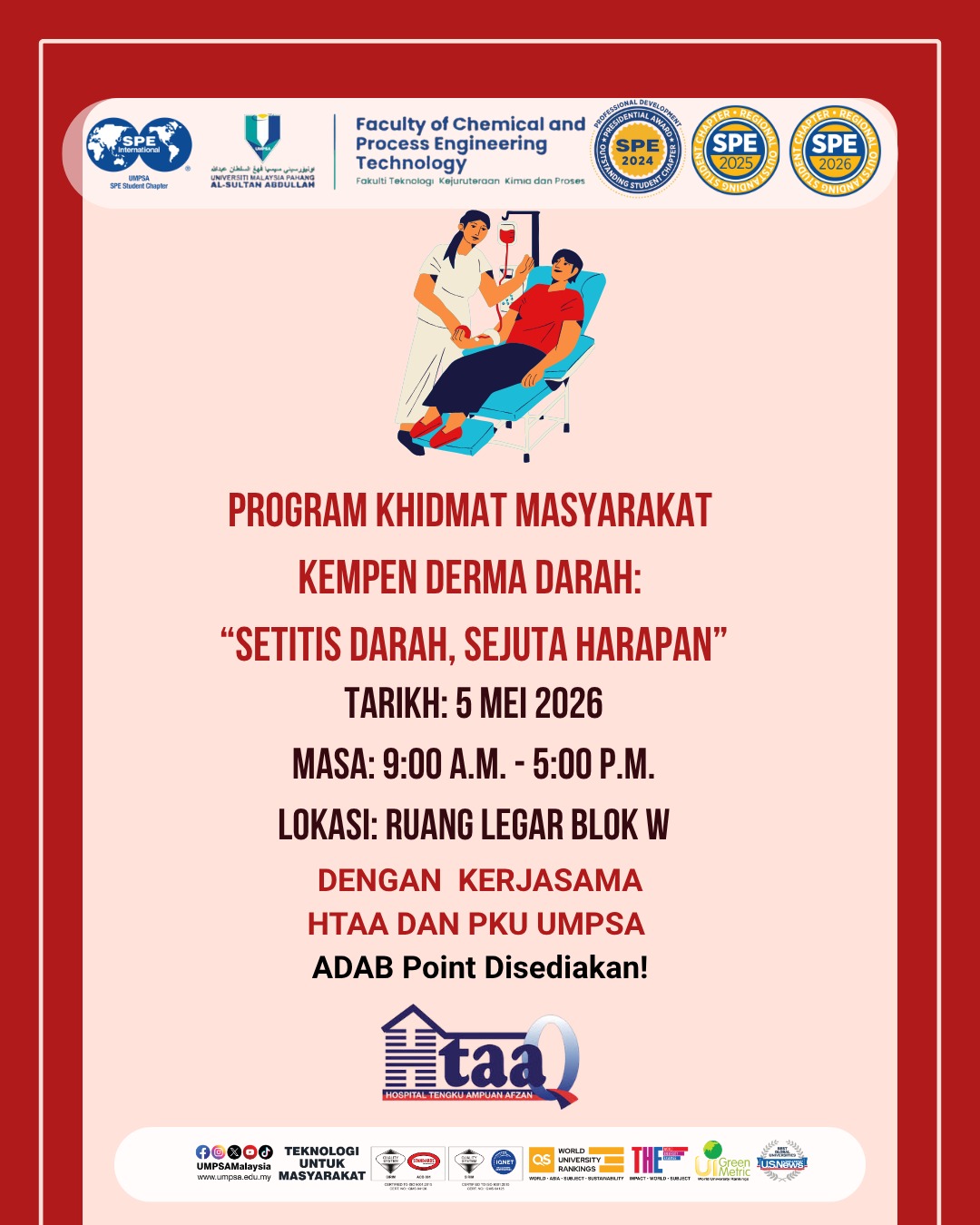 🩸 PROGRAM KHIDMAT MASYARAKAT 🩸 ✨ Kempen Derma Darah: Setitis Darah, Sejuta Harapan