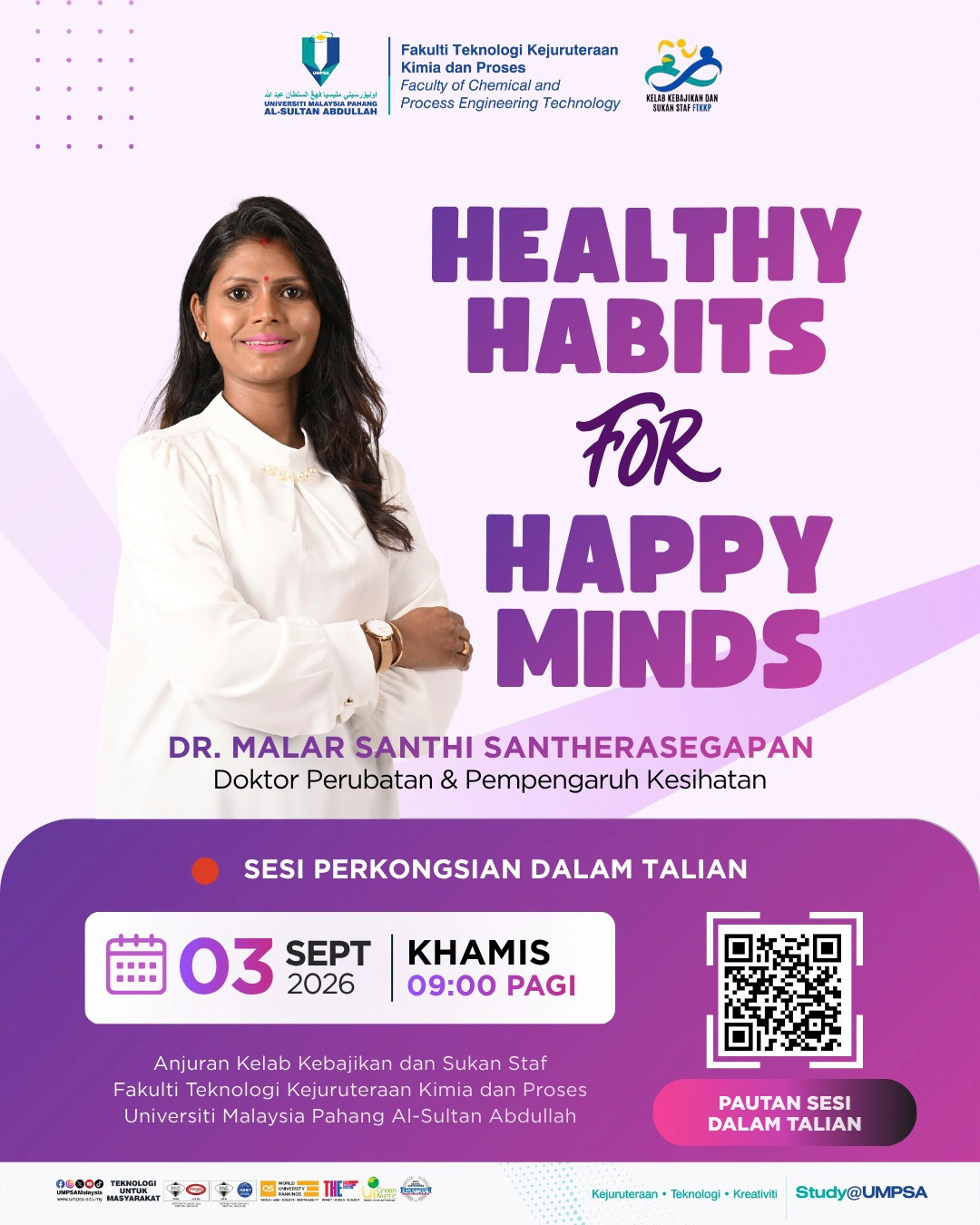 SESI PERKONGSIAN DALAM TALIAN: HEALTHY HABITS FOR HAPPY MINDS