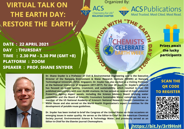 The Earth Day Virtual Talk by Prof Shane Snyder