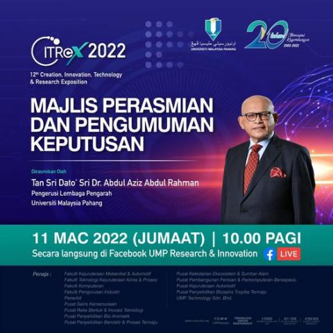 Dirasmikan oleh Pengerusi Lembaga Pengarah UMP, Tan Sri Dato'Sri Dr. Abdul Aziz Abdul Rahman.