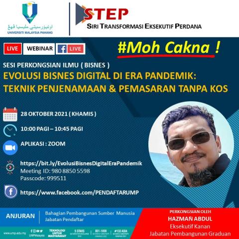 Bersama Encik Hazman Abdul, Eksekutif Kanan, Jabatan Pembangunan Graduan UMP