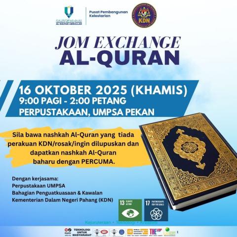  PROGRAM JOM EXCHANGE QURAN (JEQ) DI PERPUSTAKAAN, UMPSA PEKAN