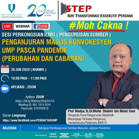 Bersama Prof Madya.Ts.Dr.Mohd Shahrir bin Mohd Sani Pengarah,Pusat Pengurusan Akademik, Merangkap Timbalan Pengerusi, Jawatankuasa Pelaksana MKK16, Universiti Malaysia Pahang