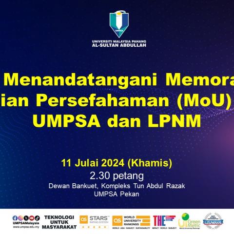 Majlis Menandatangani Memorandum Perjanjian Persefahaman (MoU) antara UMPSA dan LPNM