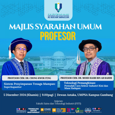  MAJLIS SYARAHAN UMUM PROFESOR FAKULTI SAINS DAN TEKNOLOGI INDUSTRI TAHUN 2024, UNIVERSITI MALAYSIA PAHANG AL-SULTAN ABDULLAH  