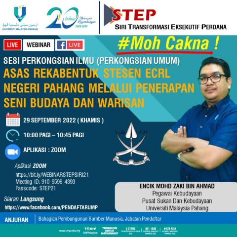 Bersama Encik Mohd Zaki Bin Ahmad, Pegawai Kebudayaan  Pusat Sukan Dan Kebudayaan, Universiti Malaysia Pahang