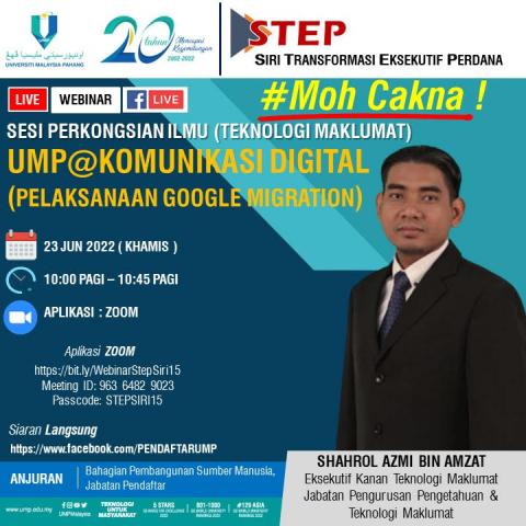 Bersama Encik Shahrol Azmi bin Amzat Eksekutif Kanan Teknologi Maklumat , Jabatan Pengurusan Pengetahuan & Teknologi Maklumat , Universiti Malaysia Pahang