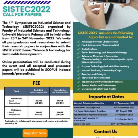 4th SYMPOSIUM ON INDUSTRIAL SCIENCE AND TECHNOLOGY 