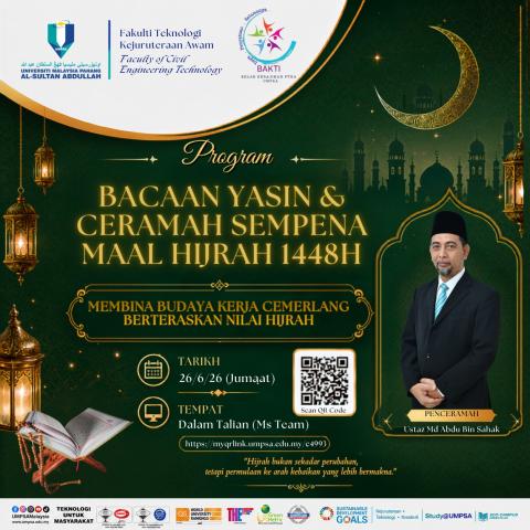 PROGRAM BACAAN YASIN & CERAMAH SEMPENA MAAL HIJRAH 1448H